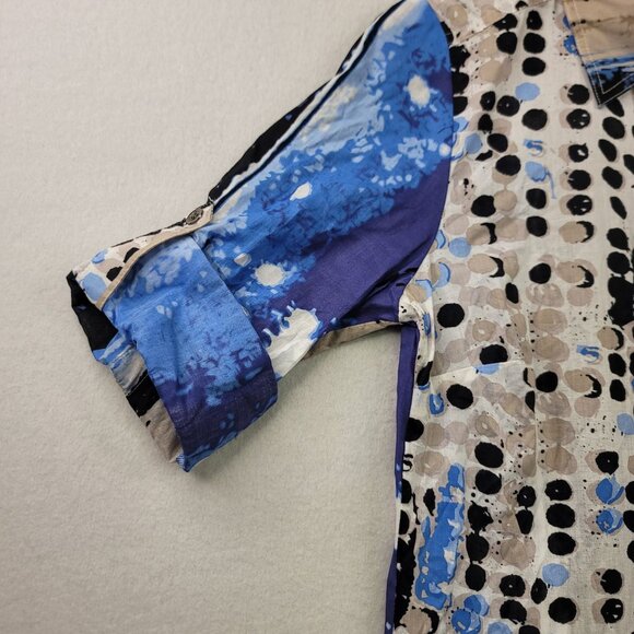 FDJ French Dressing Jeans Womens Button-Up Shirt Size 6 Blue Beige Abstract - Picture 4 of 16